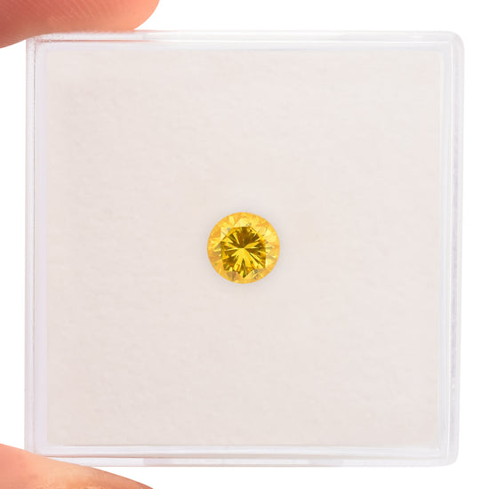 0.35 Carat Fancy Vivid Yellow Round Diamond (SI2) GIA