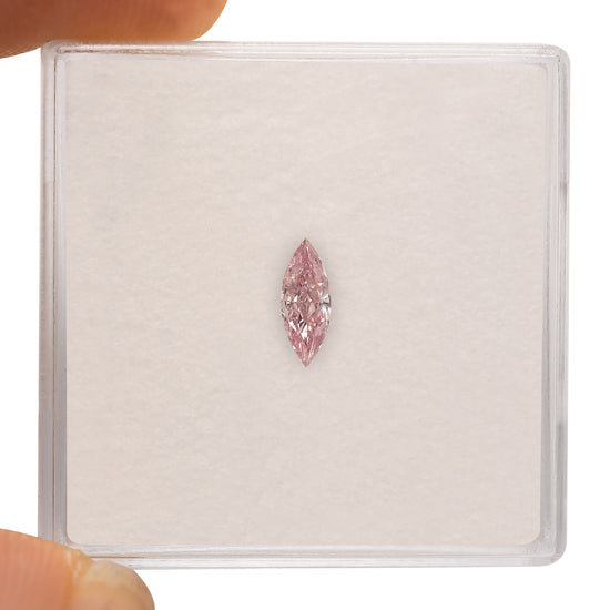 0.16 Carat Fancy Orangy Pink Marquise Diamond (I1) GIA