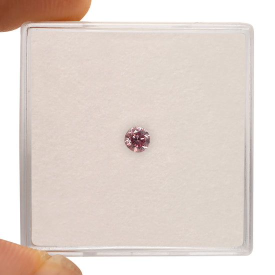 0.12 Carat Fancy Intense Purplish Pink Round Brilliant Diamond (I1) GIA