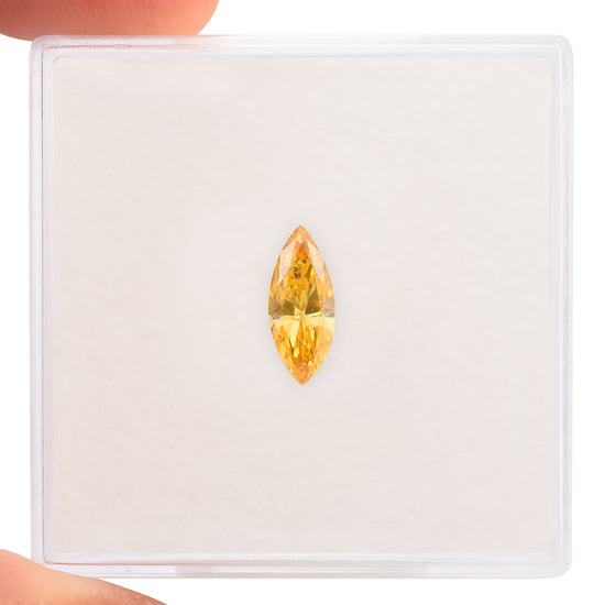 0.39 Carat Fancy Intense Yellow Orange Marquise Diamond (I1) GIA