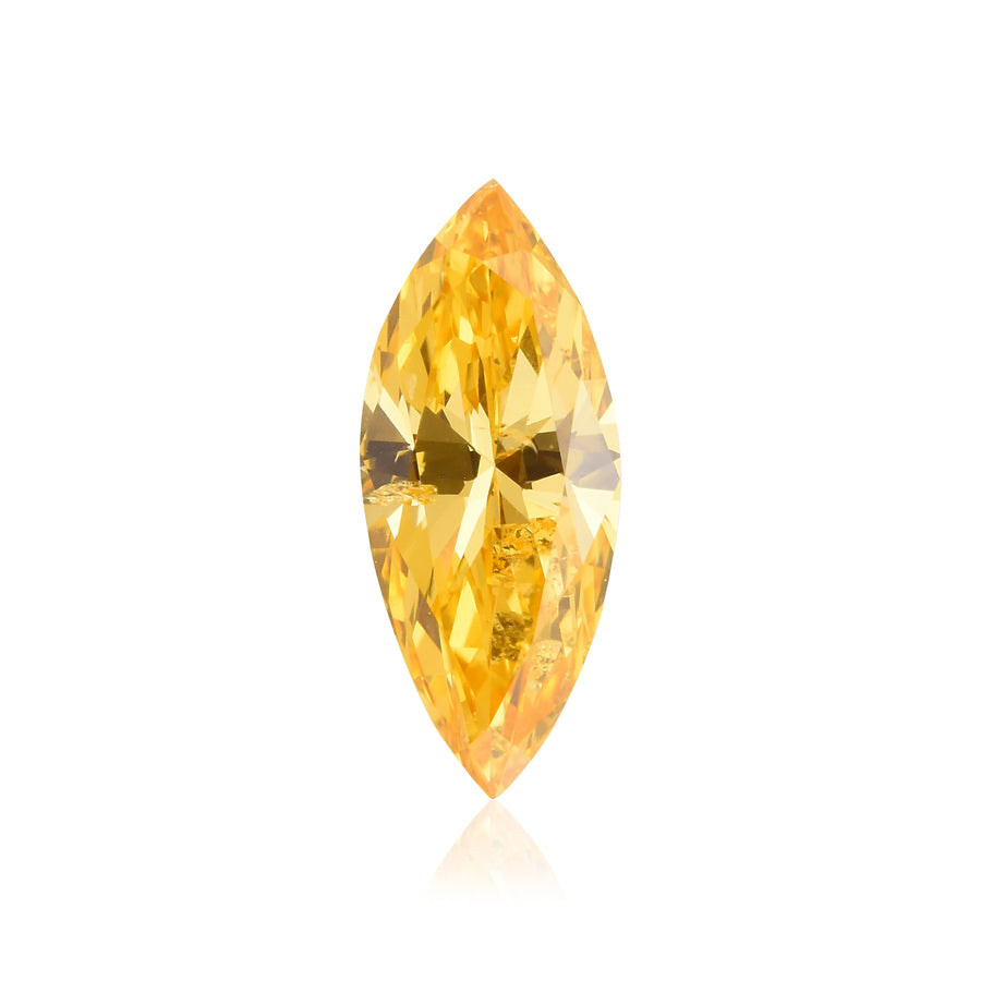 0.39 Carat Fancy Intense Yellow Orange Marquise Diamond (I1) GIA