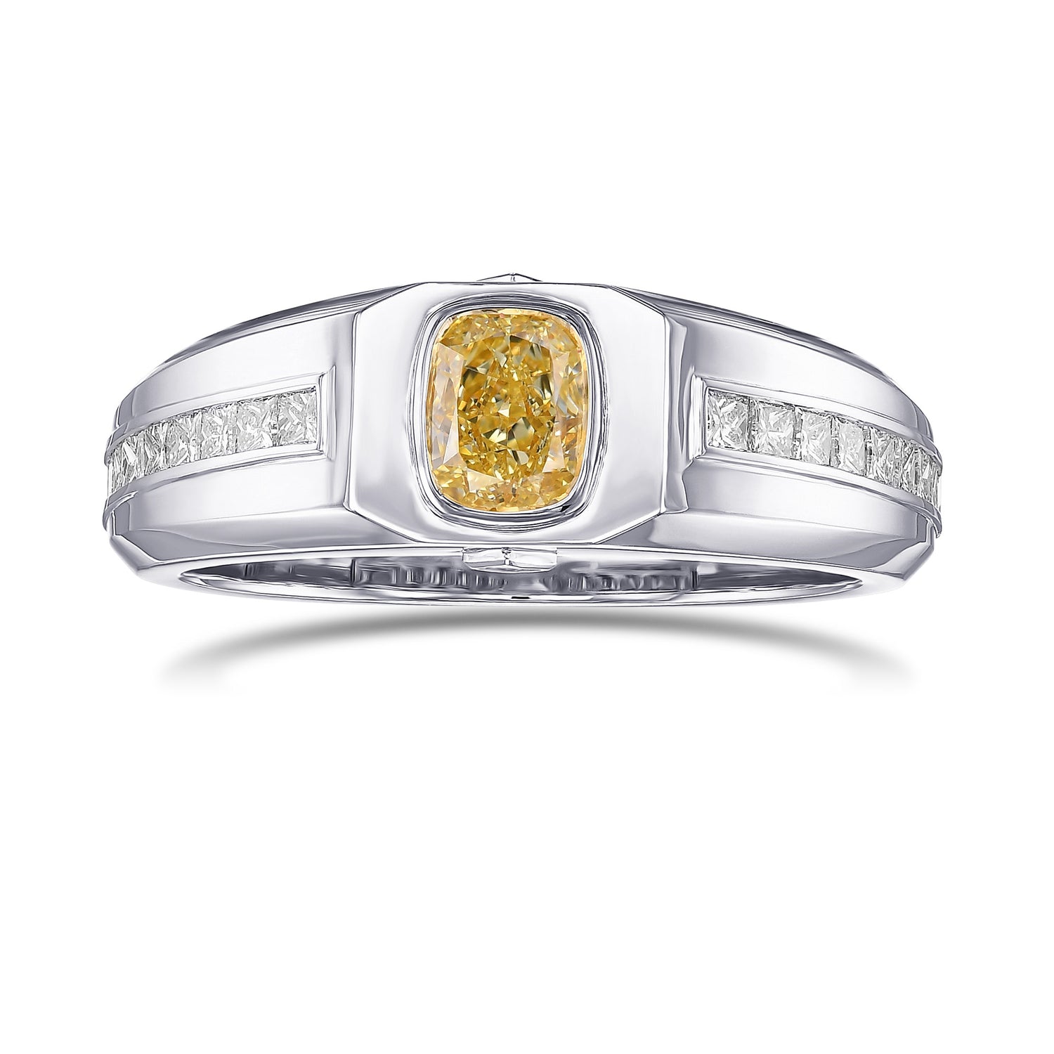 Fancy Yellow Cushion Diamond Men's Ring