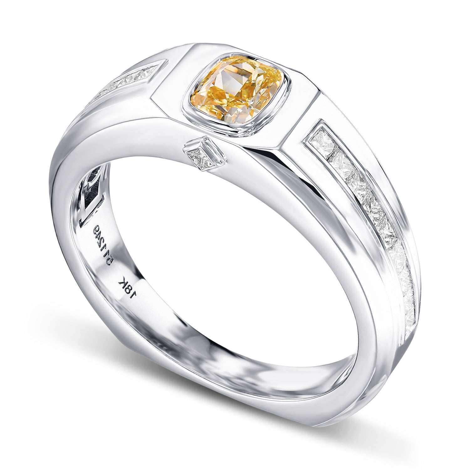 Fancy Yellow Cushion Diamond Men's Ring
