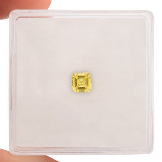 0.32 Carat Fancy Intense Yellow Asscher Diamond SI2 GIA