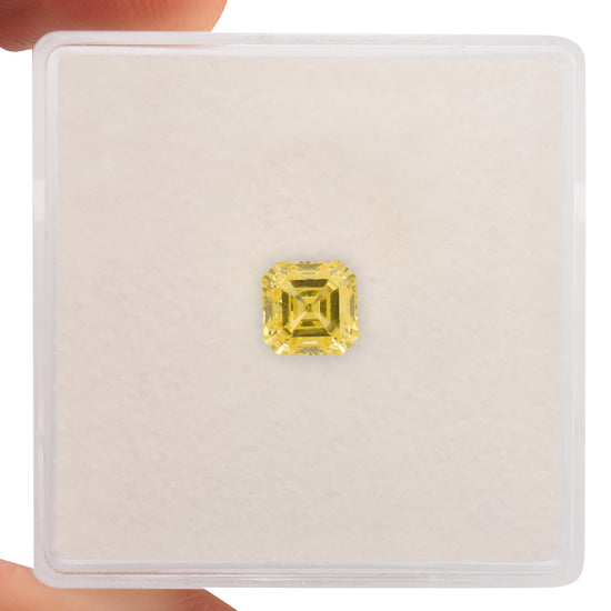 0.73 Carat Fancy Intense Yellow Asscher Diamond SI1 GIA