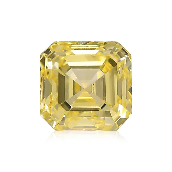 Diamante Asscher giallo vivido elegante da 0,45 carati, purezza VVS2, certificato GIA