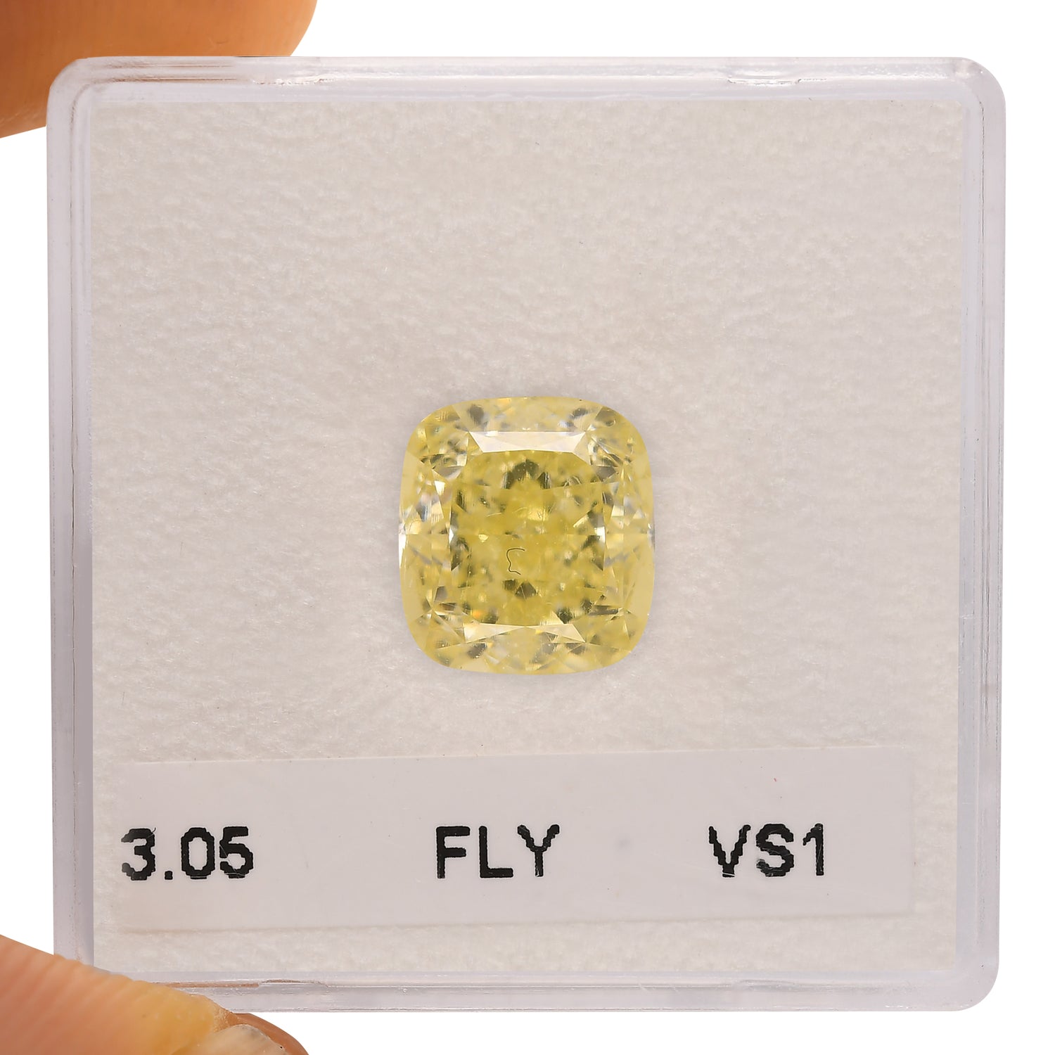 3.05 Carat Fancy Light Yellow Cushion Diamond VS1 GIA
