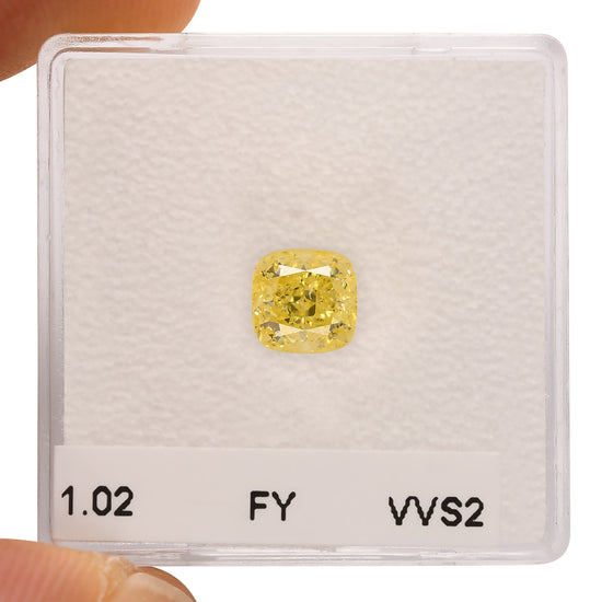 1.02 Carat Fancy Yellow Cushion Diamond VVS2 GIA