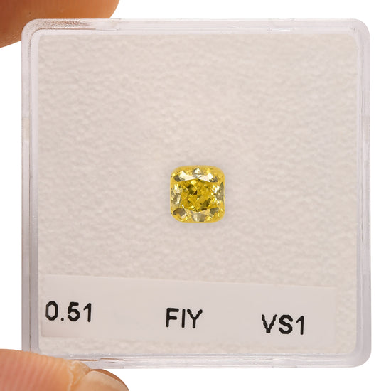 0.51 Carat Fancy Intense Yellow Radiant Diamond VS1 GIA