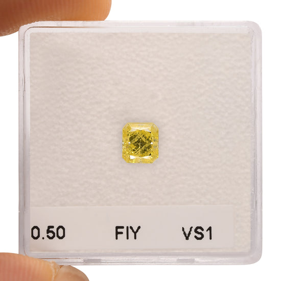 0.50 Carat Fancy Intense Yellow Radiant Diamond VS1 GIA