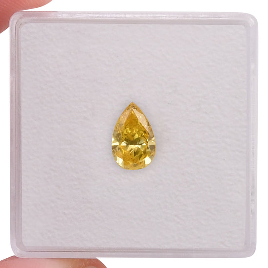 0.84 Carat Fancy Vivid Yellow Pear Diamond SI1 GIA