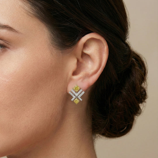 LEGACY - Fancy Yellow Cushion Diamond Earrings
