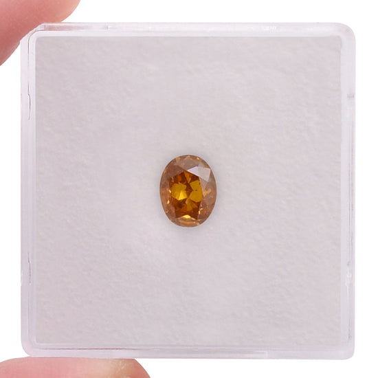0.63 Carat Fancy Deep Yellow Orange Oval Diamond (SI2) GIA