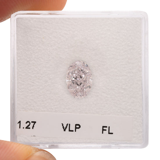 1.27 Carat Very Light Pink Oval Diamond FL GIA