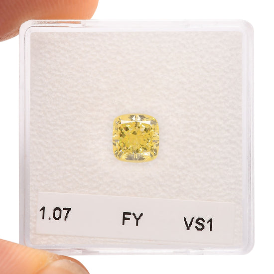 1.07 Carat Fancy Yellow Cushion Diamond VS1 GIA