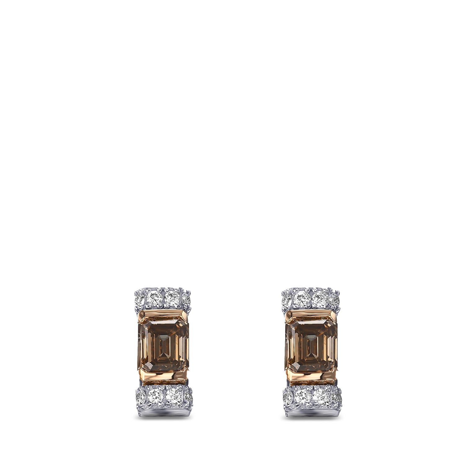 Fancy Brown Emerald Diamond Stud Earrings