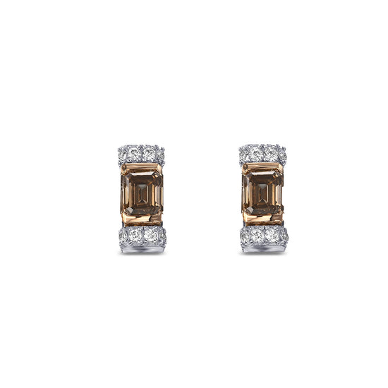 Fancy Brown Emerald Diamond Stud Earrings