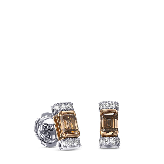 Fancy Brown Emerald Diamond Stud Earrings