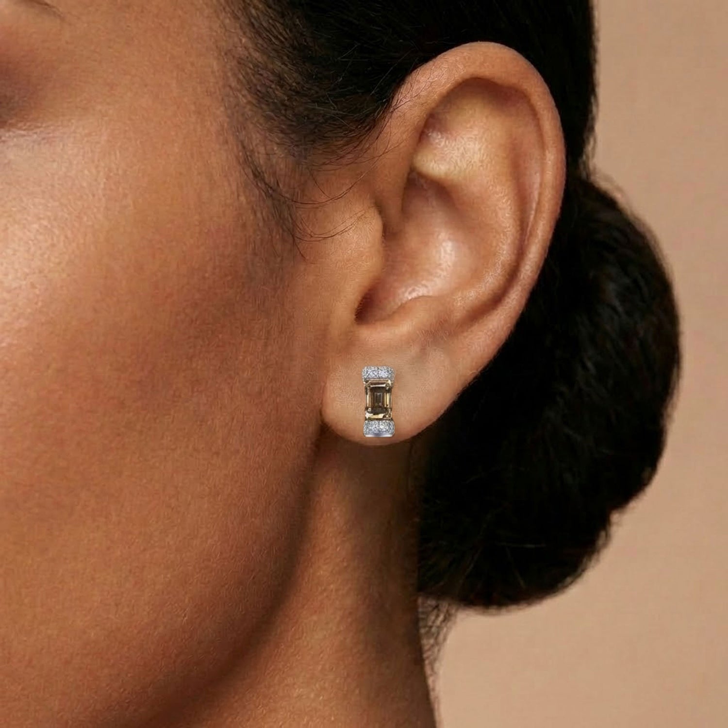 Fancy Brown Emerald Diamond Stud Earrings