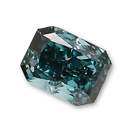 0.16 Carat Fancy Deep Blue Green Radiant Diamond SI2 GIA
