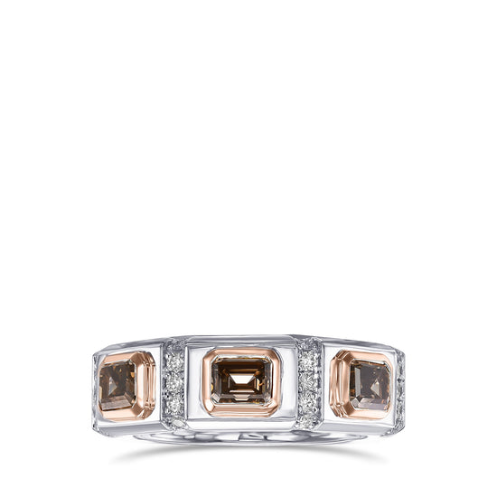 Men's Fancy Brown Three-stone Diamond Ring