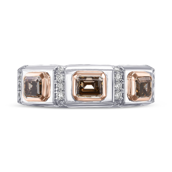 Men's Fancy Brown Three-stone Diamond Ring