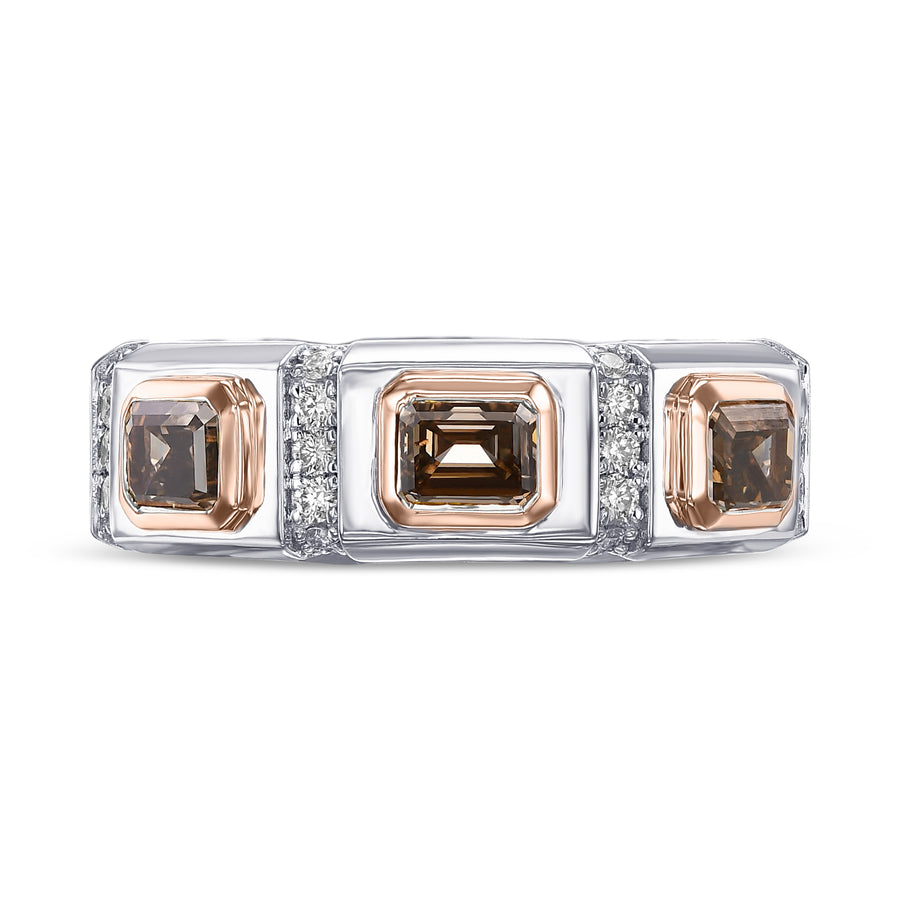 Men's Fancy Brown Three-stone Diamond Ring