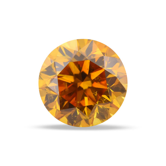 1.00 Carat Fancy Deep Orange Yellow Round Brilliant Diamond SI2 GIA