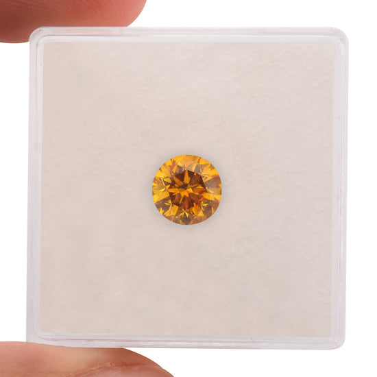 1.00 Carat Fancy Deep Orange Yellow Round Brilliant Diamond SI2 GIA