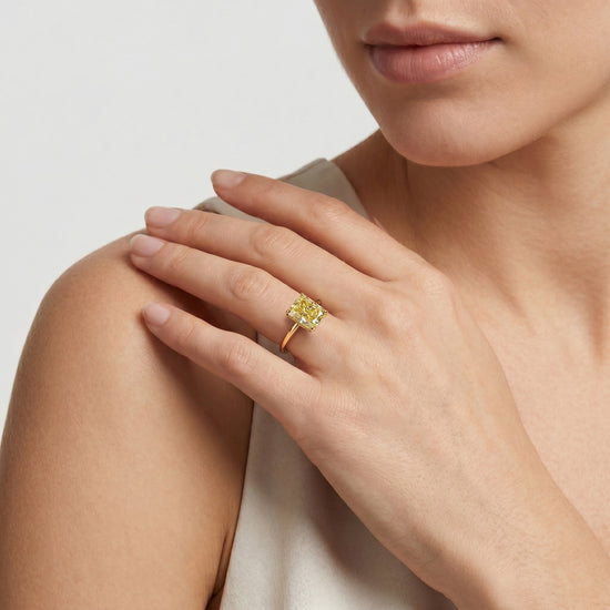 Fancy Yellow Radiant Solitaire Diamond Ring