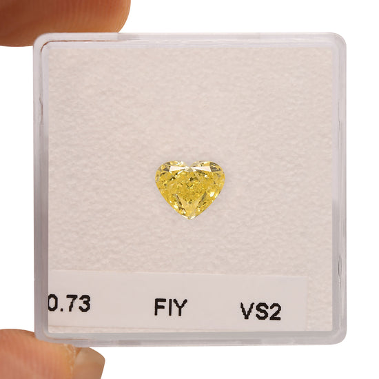 0.73 Carat Fancy Intense Yellow Heart Diamond VS2 GIA