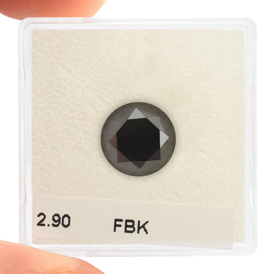 2.90 Carat Fancy Black Round Brilliant Diamond  GIA