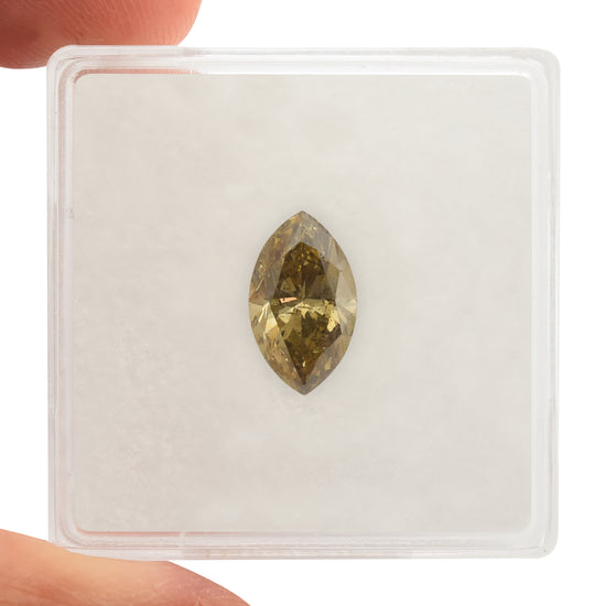 1.38 carati, fantasia marrone giallastro scuro, diamante a navetta (I1) GIA