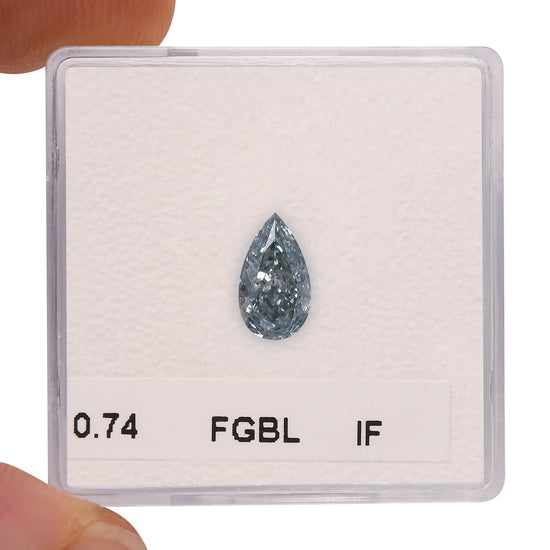 0.74 Carat Fancy Gray Blue Pear Diamond IF GIA