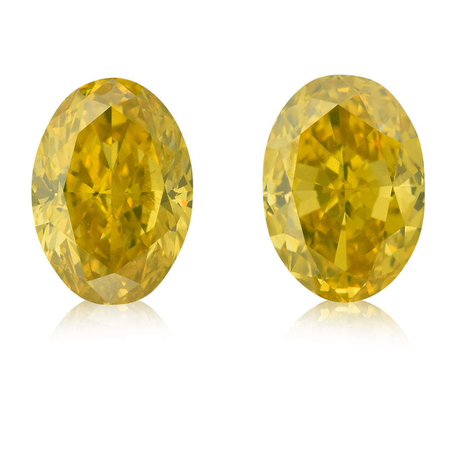 2.62 Carat Fancy Vivid Greenish Yellow Oval Diamonds VS1