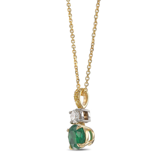 Round Green Emerald Drop Pendant