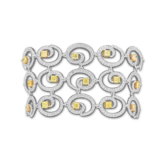 Couture Fancy Yellow 3 Row Diamond Bracelet