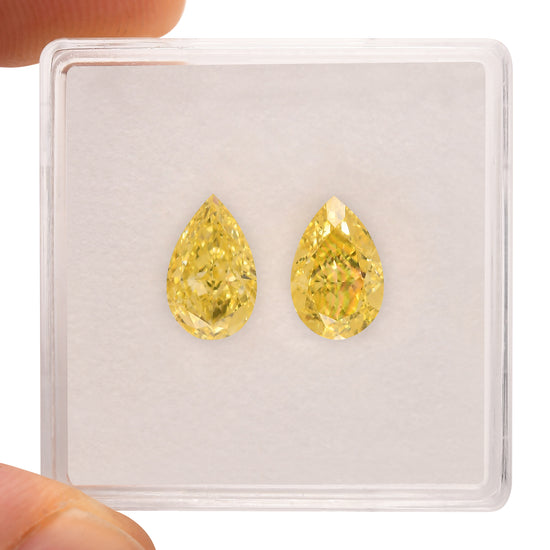 2.30 Carat Fancy Intense Yellow Pear Diamonds VS2