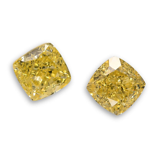 2.09 Carat Fancy Intense Yellow Cushion Diamonds VS2