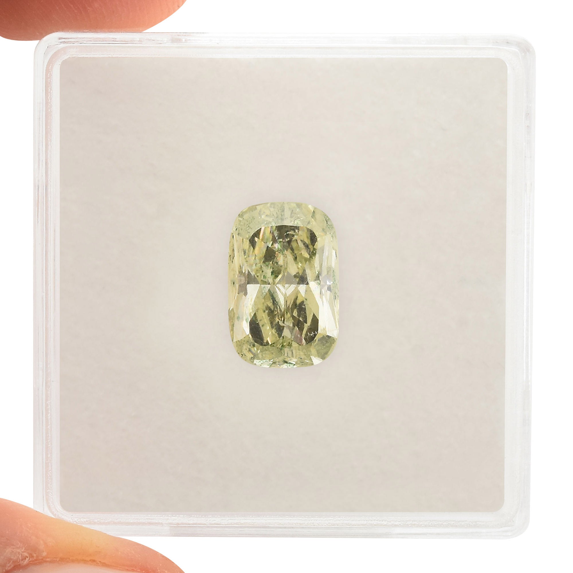 2.02 Carat Fancy Yellow Green Cushion Diamond SI1 GIA | LEIBISH