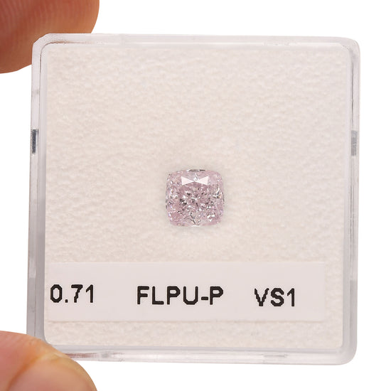 0.71 Carat Fancy Light Purplish Pink Cushion Diamond VS1 GIA