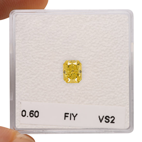0.60 Carat Fancy Intense Yellow Radiant Diamond VS2 GIA