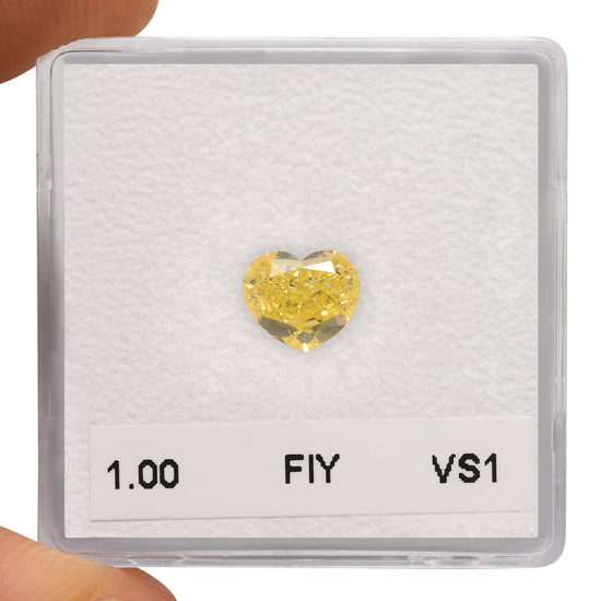 1.00 Carat Fancy Intense Yellow HEART Diamond VS1 GIA