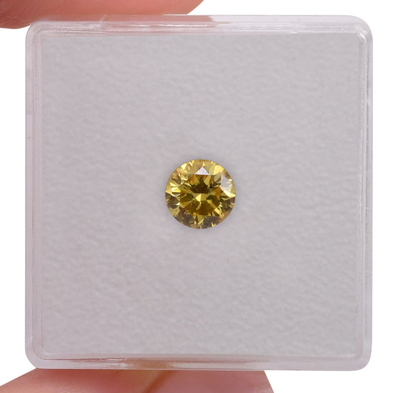 0.68 Carat Fancy Vivid Yellow Round Brilliant Diamond (SI2) GIA