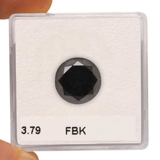3.79 Carat Fancy Black Round Brilliant Diamond  GIA