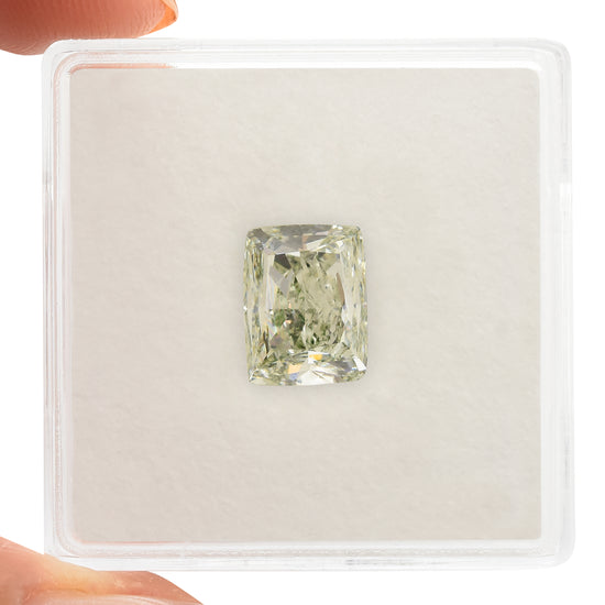 2.56 Carat Fancy Yellowish Green Cushion Diamond VS2 GIA