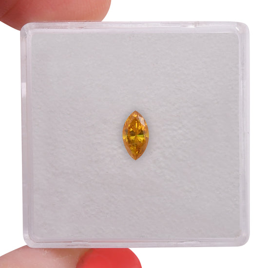 0.27 Carat Fancy Vivid Yellowish Orange Marquise Diamond (I1) GIA