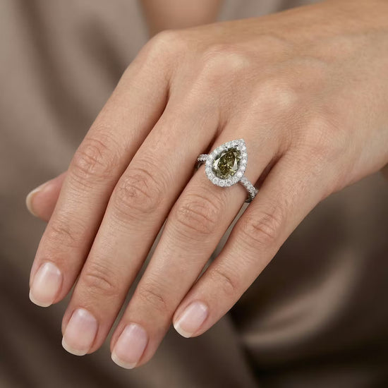 Chameleon Pear Diamond Halo Style Engagement Ring