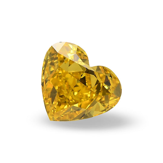 1.02 Carat Fancy Vivid Orangy Yellow Heart Diamond VVS2 GIA