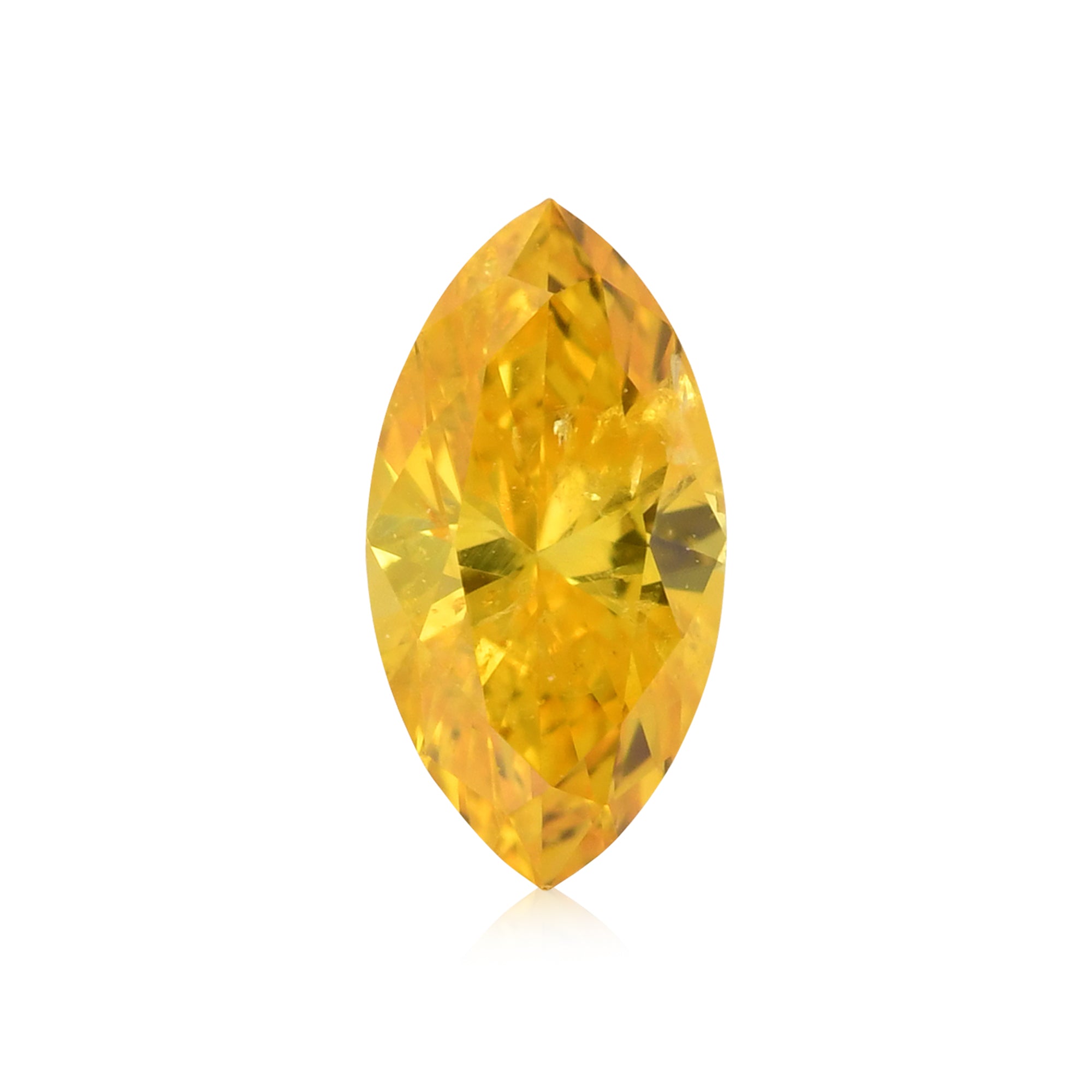 0.21 Carat Fancy Vivid Orangy Yellow Marquise Diamond (I1) GIA